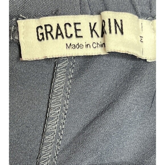 Grace Karin Size M Pants Womens Blue High Rise Casual Paper Bag Waist - Picture 4 of 5